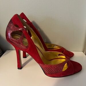 Guess Red Peep-Toe Heels - Size 10M